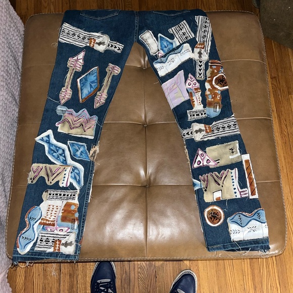 Patchwork jeans baggy fit